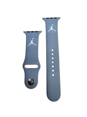 Air Jordan Apple Watch Silicone Sport Band (42mm/44/46/49) Blue w/ White Logo